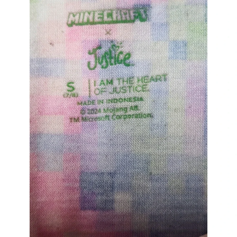 Justice Minecraft T Shirt‎ Size Small Sequins Tie Dye Game Tee Gift